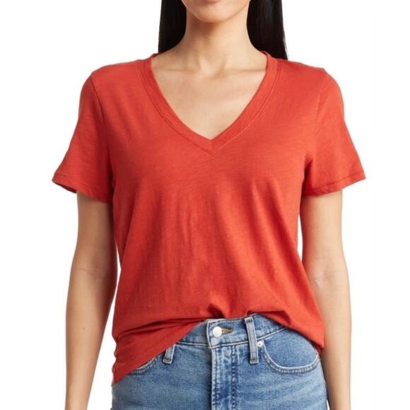 Madewell Whisper Cotton V Neck Tee in Orange, Women’s Size Small, T Shirt - Picture 1 of 10